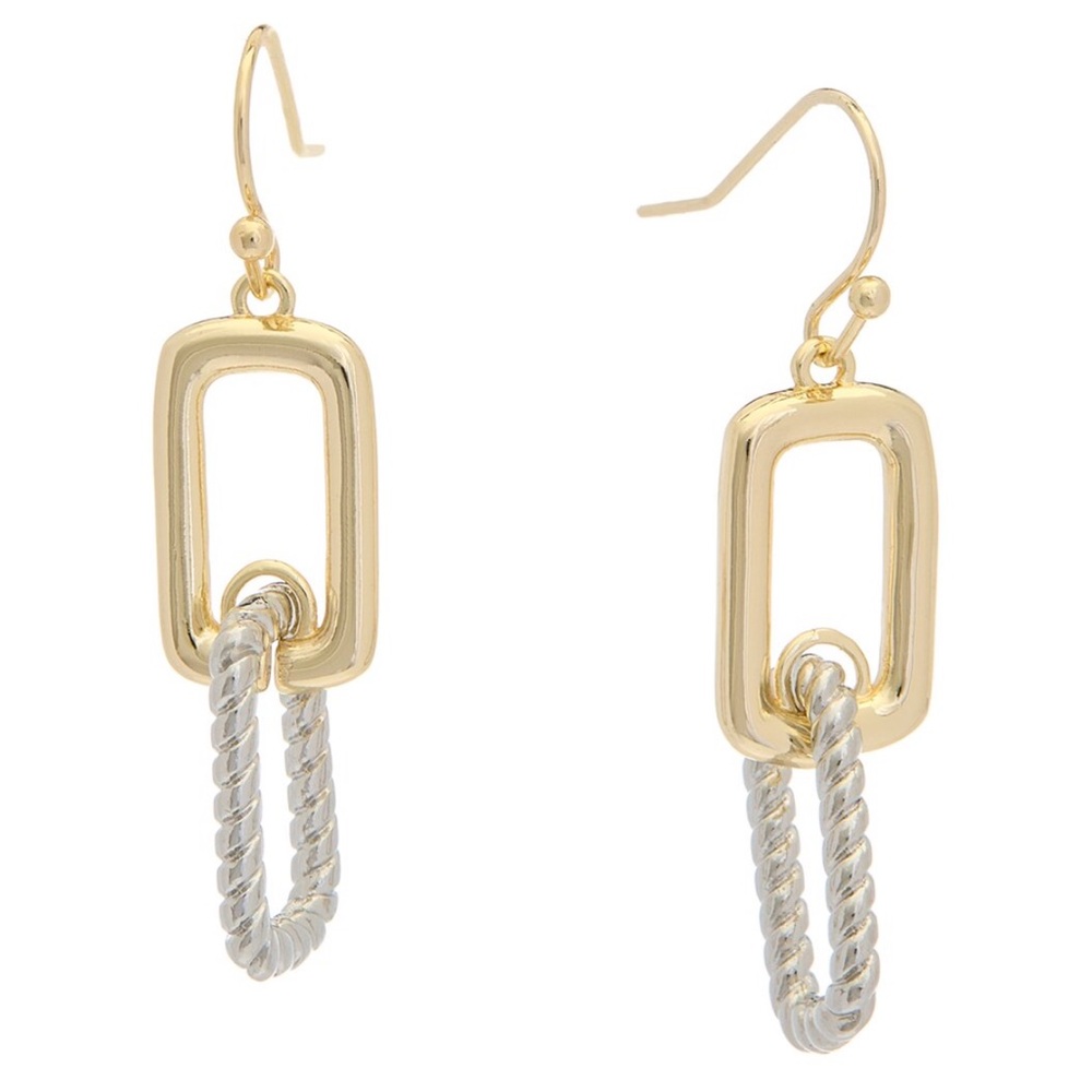 Juvell 18K Plated Drop Link Earrings in Gold and Silver, New in Box